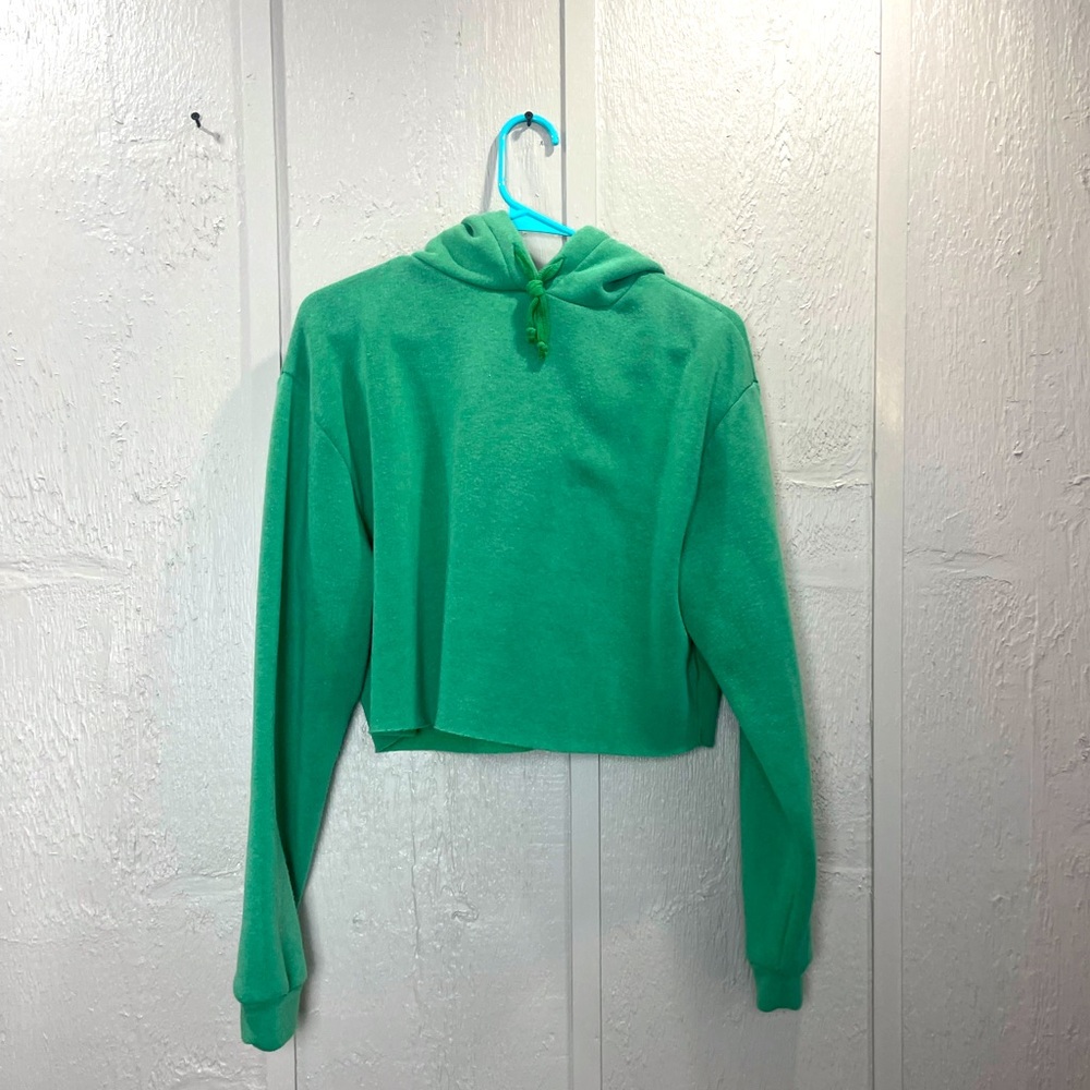 Women’s Topshop Cropped Green Hoodie Medium
